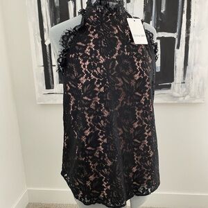Black Lace Sleeveless Blouse